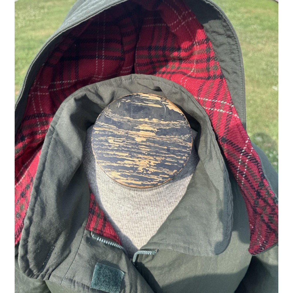 Vintage Woolrich Woman Medium Parka Coat Green Plaid Lined Hooded Thinsulate USA - Picture 4 of 14
